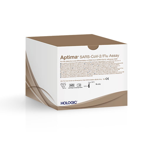 Ensaio Aptima® SARS-CoV-2/Flu da Hologic em fundo branco
