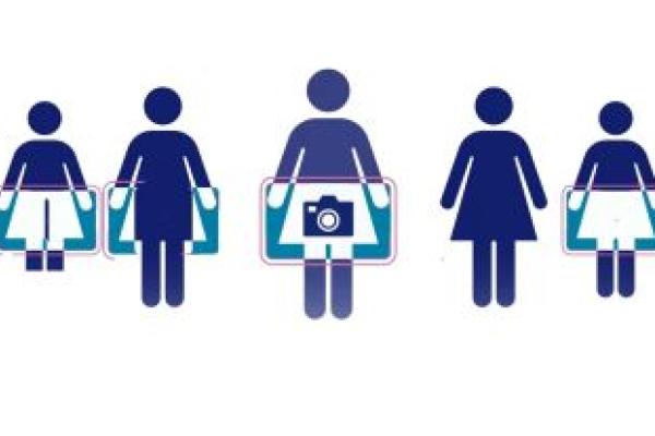 Vários desenhos de mulheres num fundo branco