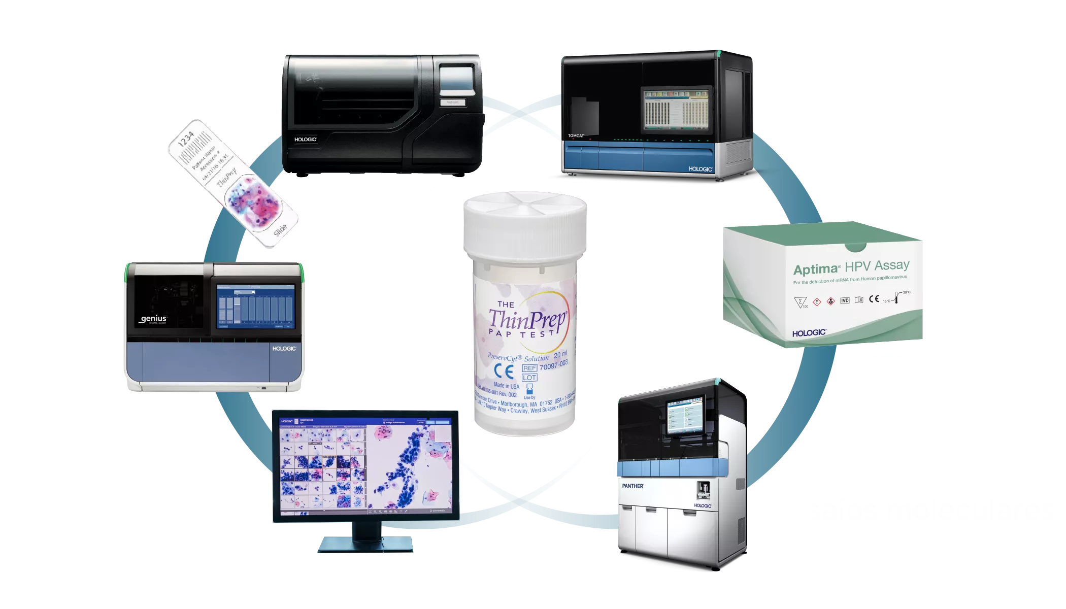 Gráfico mostrando a ligação entre produtos Hologic