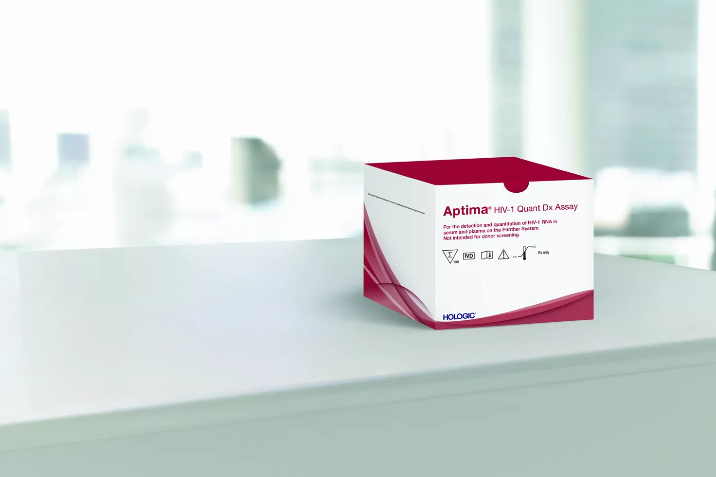 Ensaio Aptima™ HIV-1 Quant Dx da Hologic sobre um fundo branco