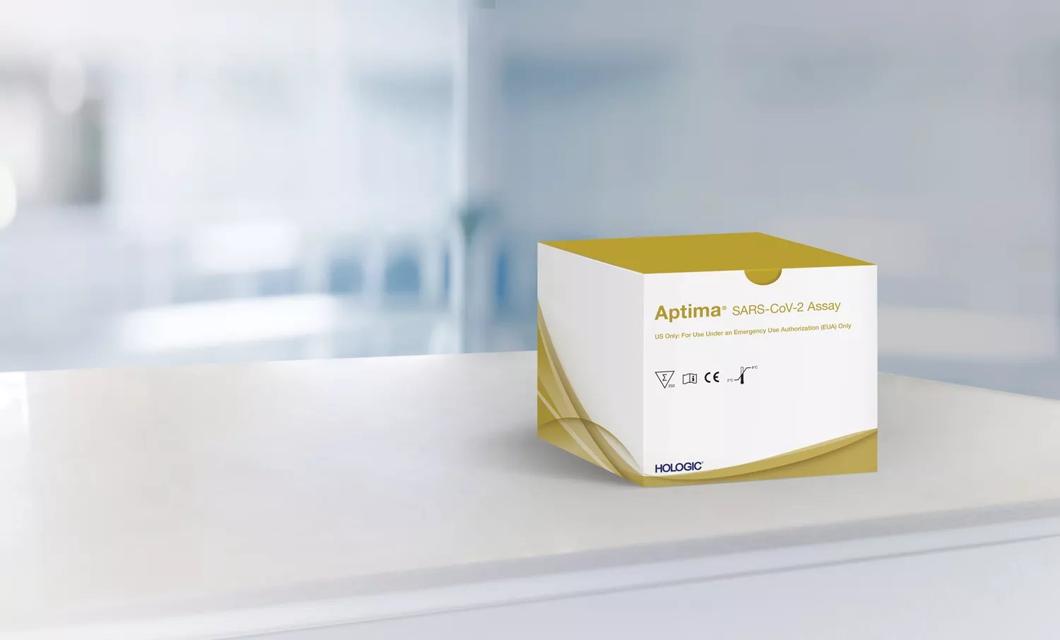 Caixa do ensaio em contexto de laboratório no fundo