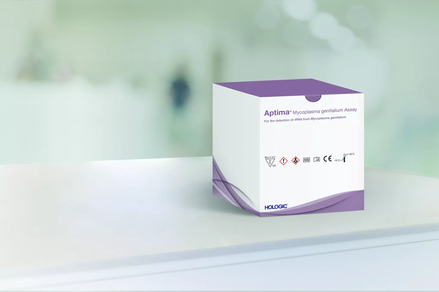 Caixa do ensaio em contexto de laboratório no fundo