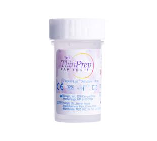 Frascos de colheita ThinPrep® PreservCyt da Hologic em fundo branco